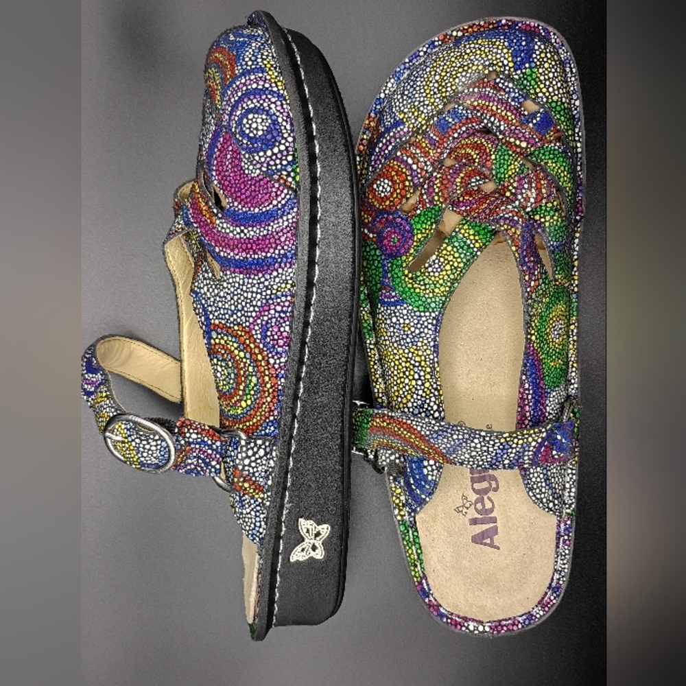 NEW Alegria Leather Slingback Mary Janes Color Freesia Rainbow Mosaic  38 - Picture 8 of 12